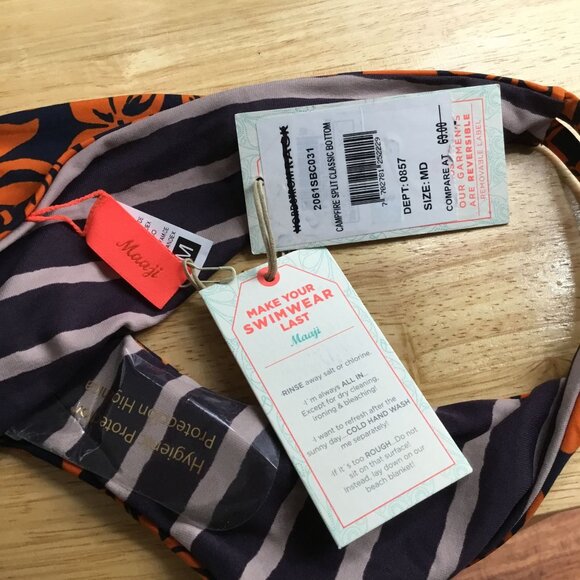 Maaji Campfire Split Classic Bikini Bottom Orange M - Picture 5 of 6